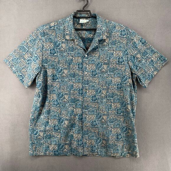 Jade Fashions Hawaii Aloha Camp Surfer Shirt 3XL Button Down Geo Botanical Tiki - Picture 1 of 10